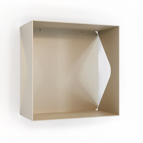 Etagère murale cube échancrée DECO-GEM, acier Aigue-Marine, fond même coloris. L.30 x H.30 x P.15 cm