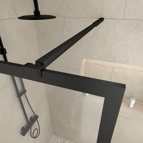 Paroi de douche - cadre et bras aluminium - Dimensions et couleur du cadre au choix