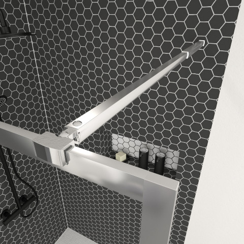 Paroi de douche - cadre et bras aluminium - Dimensions et couleur du cadre au choix