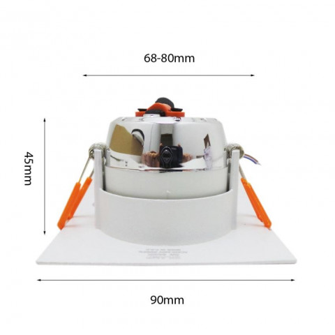 Spot encastrable led cob carré 5w 80 - couleur eclairage au choix