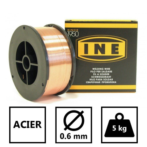 Fil acier sg2 0.6mm - 5kg -soudage mig-mag bobine de fil diamètre 200mm