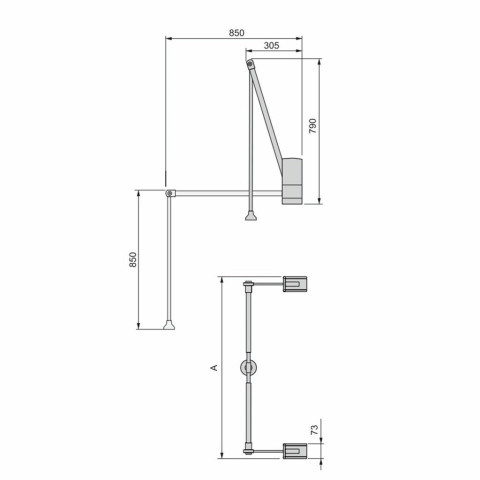 Penderie rabattable pour armoire Hang mural, 600-830, Chromé, Acier et Plastique