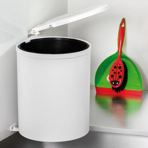 Bac de recyclage à fixer sur porte de meuble, 1 bac amovible 13 litres, Plastique, Blanc