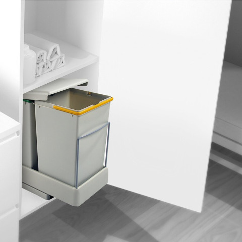Poubelle de recyclage pour montage inférieur et extraction automatique dans l'élément de cuisine 2x14litres, Plastique gris