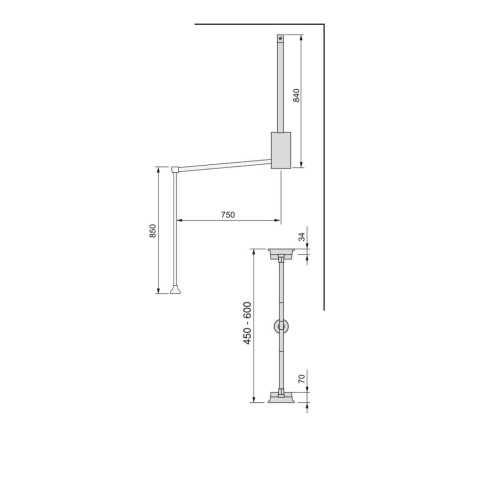 Penderie rabattable pour armoire Hang, Acier et Plastique couleurs & dimensions au choix