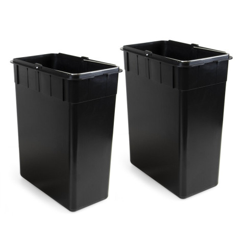 Bac de tri sélectif a compartiments Recycle, ouverture du couvercle par pédale, 2x15litres, Acier inoxydable