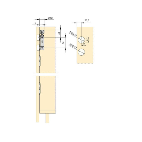 Kit de quincaillerie pour 2 portes coulissantes pliantes et armoire à fermeture souple Twofold, pour 4 panneaux non inclus, Sans coulisse, Anodisé mat