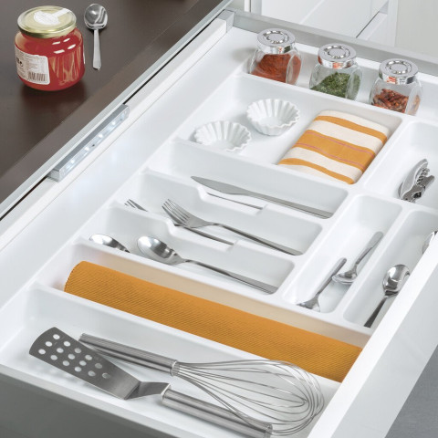 range-couverts Optima Vertex/Concept, profondeur 500mm, plateau 16mm, module 800mm, Plastique, Blanc