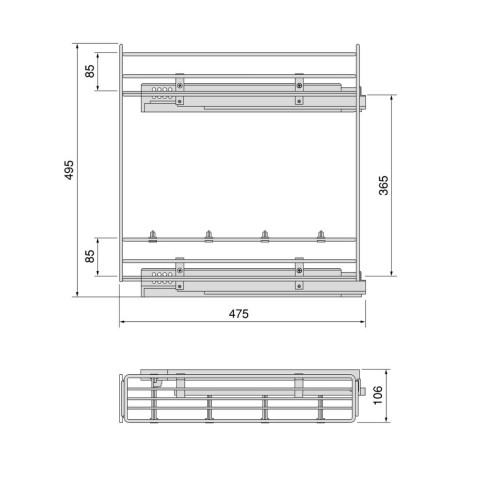 Porte-bouteilles extractible Suprastar avec fermeture amortie, module 150mm, acier, chromé