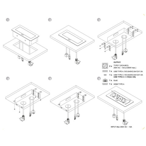 Multiconnecteur Atom 26 A+C pour bureau, EU, Acier et Plastique et Zamak, couleur au choix