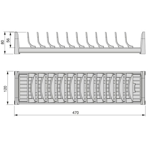 Orderbox Porte-assiettes pour tiroir, 120x470mm, Aluminium et Plastique, Gris antracite