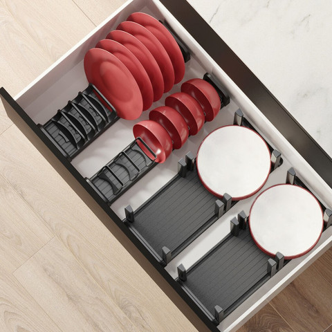 Orderbox porte-tiroir pour tiroir, 90x470mm, Aluminium et Plastique, Gris antracite