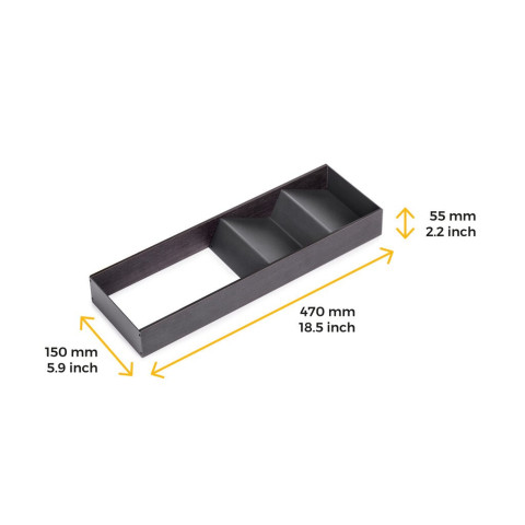 Orderbox Organiseur incliné pour tiroir, 150x470mm, Acier et Bois, Gris antracite