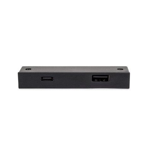 Connecteur USB A+C Linky (81x12mm), 5V DC 2A (10W), Plastique noir, Plastique