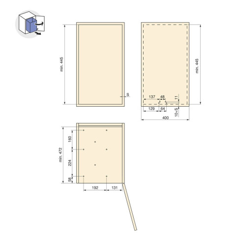 Poubelles de recyclage pour la cuisine, 1 x 30L, fixation inférieure et extraction automatique, Acier et Plastique, Gris antracite