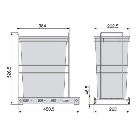 Poubelle de recyclage Recycle pour cuisine, 35 L, fixation par le bas et extraction manuelle, Plastique gris antHracite