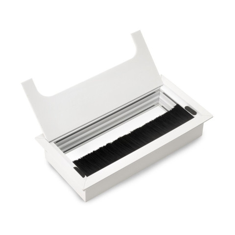 Passe-câbles de table Quadrum, rectangulaire, 269x80mm, à encastrer, Aluminium, Peint en noir