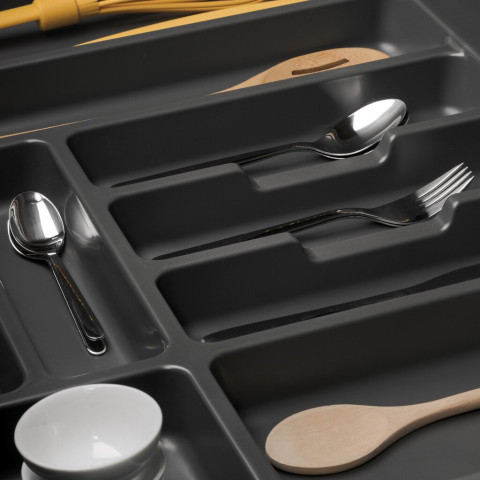 Range-couverts Optima pour tiroir universel, Plastique, Gris anthracite - Dimensions au choix