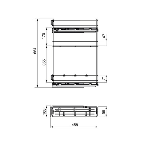 Porte-bouteilles extractible TitaneMax avec fermeture à amortie, gauche, 3 plateaux, module 150mm, Acier, Gris Anthracite