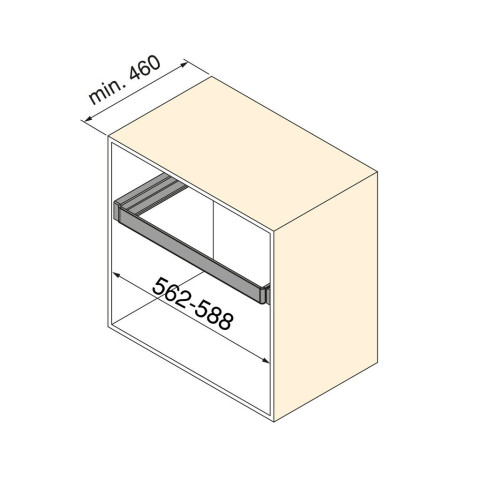 Rack avec glissières à extension totale et à fermeture douce pour accessoires d'armoire Quartz, 712-738mm, Aluminium et plastique, Titane