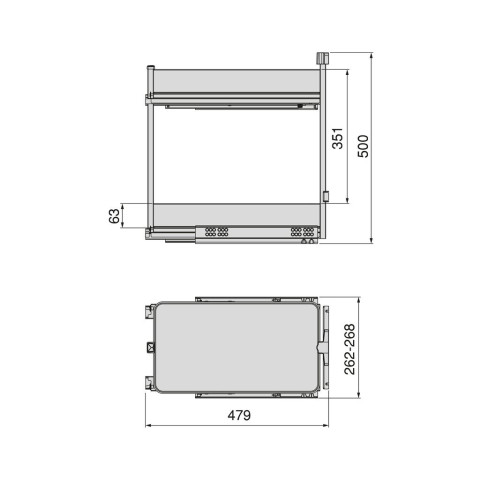Chariot extractible Harmony avec fermeture à amortie, Module largeur 400mm hauteur 800mm, Acier et Bois, Gris anthracite
