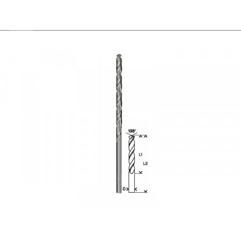 Foret à métaux rectifiés HSS-G DIN 340 série longue Ø8.0mm Longueur 165mm  BOSCH 2608595688