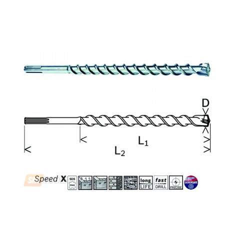 Foret à béton à queue SDS-Max Speed-X SDS-max-7 Ø22mm longueur 720mm BOSCH 2608586772