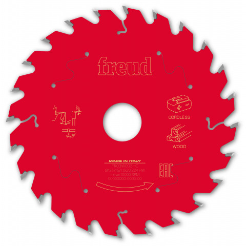 Lame pour scie circulaire portative sans fil freud - ø120 1,65/1,2 al20 z24 ba 20° - f03fs10043 -fr02w003hc