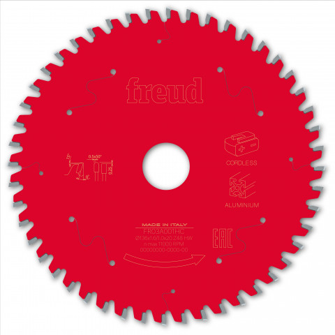 Lame pour scie circulaire portative sans fil freud - ø136 1,6/1 al20 z48 tp 0° - f03fs10082 -fr03a001hc