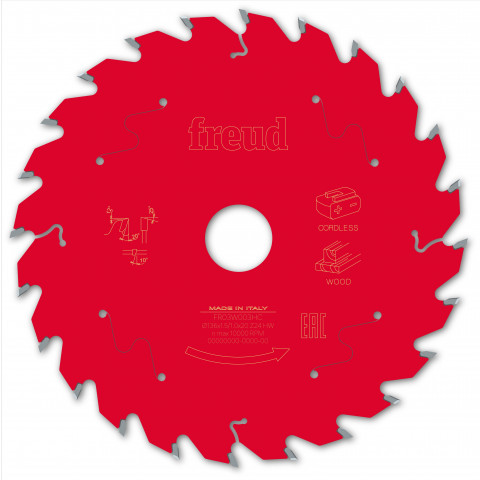 Lame pour scie circulaire portative sans fil freud - ø136 1,45/1 al20 z24 ba 20° - f03fs10044 -fr03w003hc