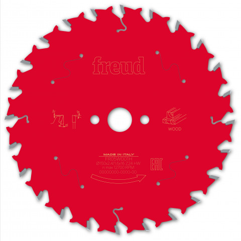 Lame pour scie circulaire portative freud - ø150 2,4/1,6 al16 z24 ba 15° - f03fs09670 -fr05w001h