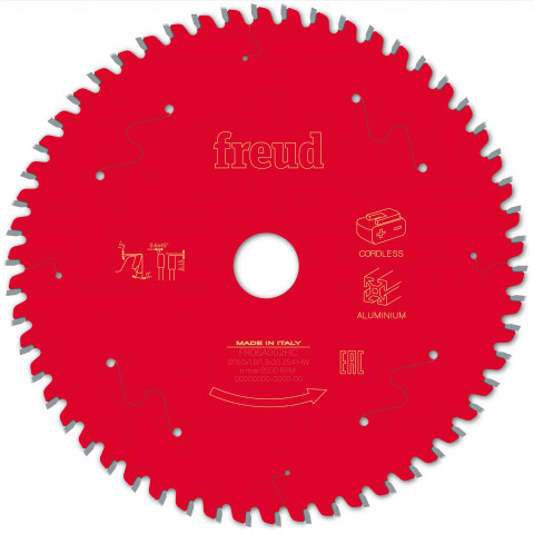 Lame pour scie circulaire portative sans fil freud - ø160 1,8/1,3 al20 z54 tp 0° - f03fs10085 -fr06a002hc