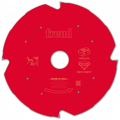 Lame diamant pour scie circulaire portative sans fil freud - ø190 1,8/1,2 al30 z4 td 10° - f03fs10097 -fr13f003hc