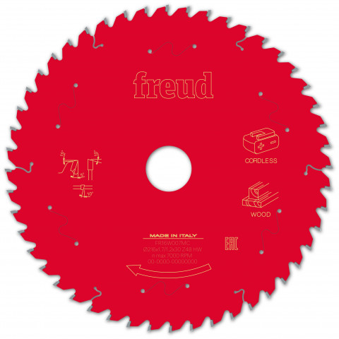 Lame pour scie circulaire portative sans fil freud - ø216 1,7/1,2 al30 z48 ba 5° - f03fs10062 -fr16w007mc