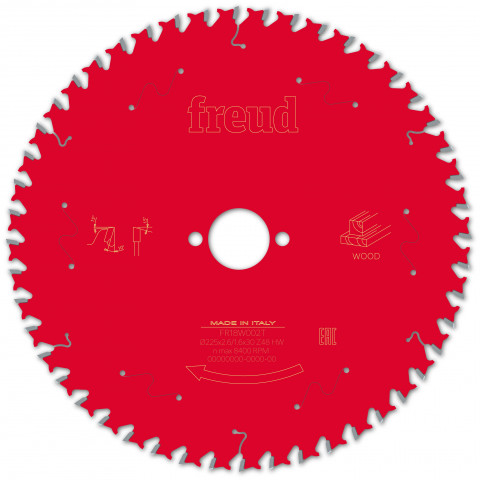 Lame pour scie circulaire portative freud - ø225 2,6/1,6 al30 z48 ba 10° - f03fs09773 -fr18w002t