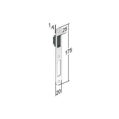 Gâche magnétique plate 175x20x1,4xmm gris vernis