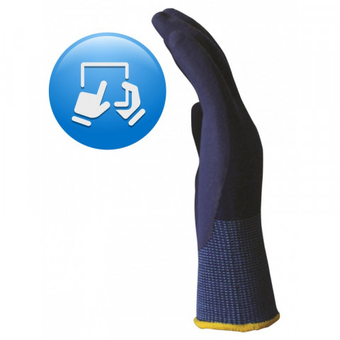 Gant tactile anti froid singer spécial écrans dos aéré paume enduite nitrile souple poignet tricot - Taille au choix