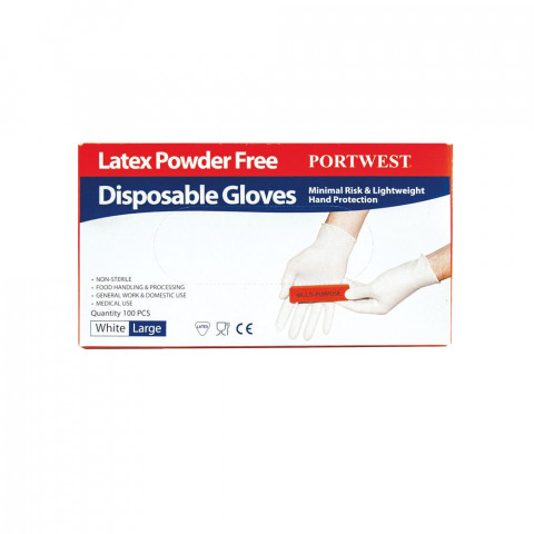 Gants à usage unique latex non poudrés portwest (lot de 100) - Tailles au choix