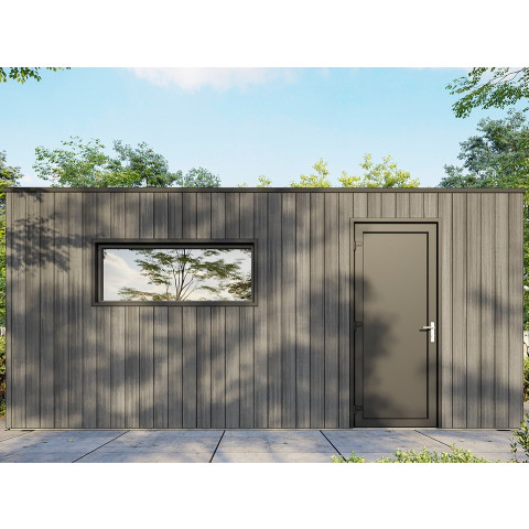 Garage bois composite SILVERSTONE - surface : 20m² - porte sectionnelle motorisée - 2 télécommandes - double vitrage - Couleur au choix