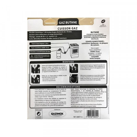 Gazinox - 003022 - pack cuisson butane longueur 1,50 mètres