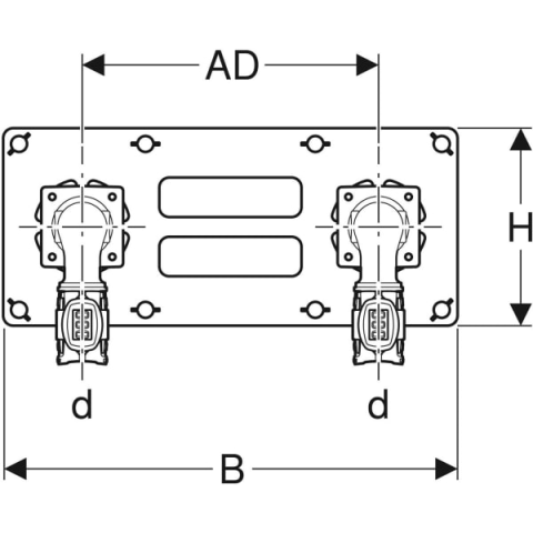 Kit d'applique GEBERIT Flowfit 90° - Double - Ø 20 mm - 619.621.00.1