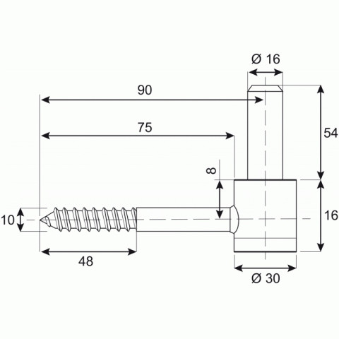 Gond à vis bois acier zingué axe ø 12 mm