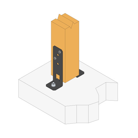 Pied de poteau réglable en largeur - Finition noire - Carton de 20 - PPG60/25PB