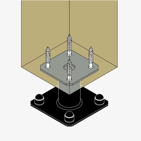 Pied de poteau fixe - Finition noire - Carton de 10 - PPA100PB
