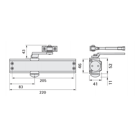 Ferme-porte HL80 F3 BHL - CAVERS ISEO - Argent - EN1154 - 388080
