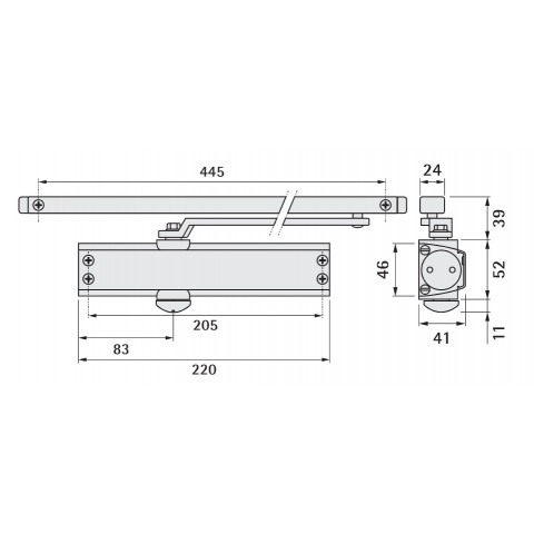 Ferme-porte HL83 bras coulisse anti-vandalisme CAVERS ISEO - Force 3 - Noir - EN1154 - 388083NR