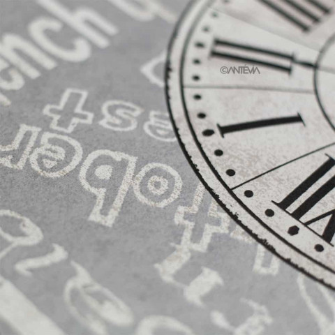 Papier peint intissé vinyle - Modèle horloge gris