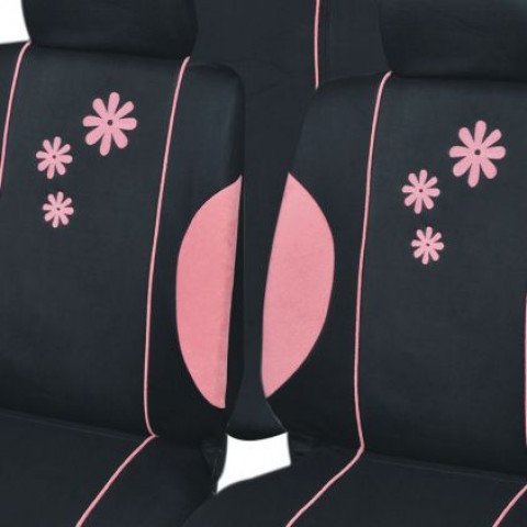 Housse de siège auto daisy noir et rose 16 pièces