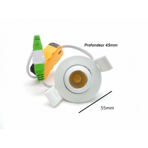 Mini-spot encastrable led cob 3w 45 rond orientable - couleur eclairage 
