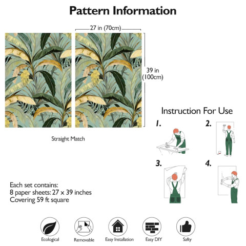 Papier peint forêt tropicale verte